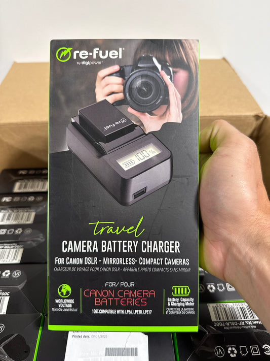 Lot of 23 - Digipower - Travel Charger for Mirrorless & DSLR Cannon Camera Batteries LPE6/LPE10/LPE17/NB/L12 - Black (Copy)