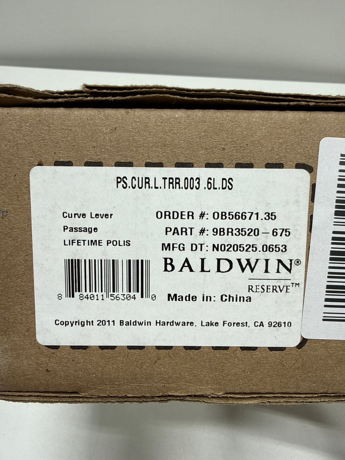 Baldwin Reserve PSCURTRR003 Passage Curve Lever and Traditional Round Rose with 6AL Latch and Dual Strike Lifetime