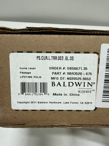 Baldwin Reserve PSCURTRR003 Passage Curve Lever and Traditional Round Rose with 6AL Latch and Dual Strike Lifetime