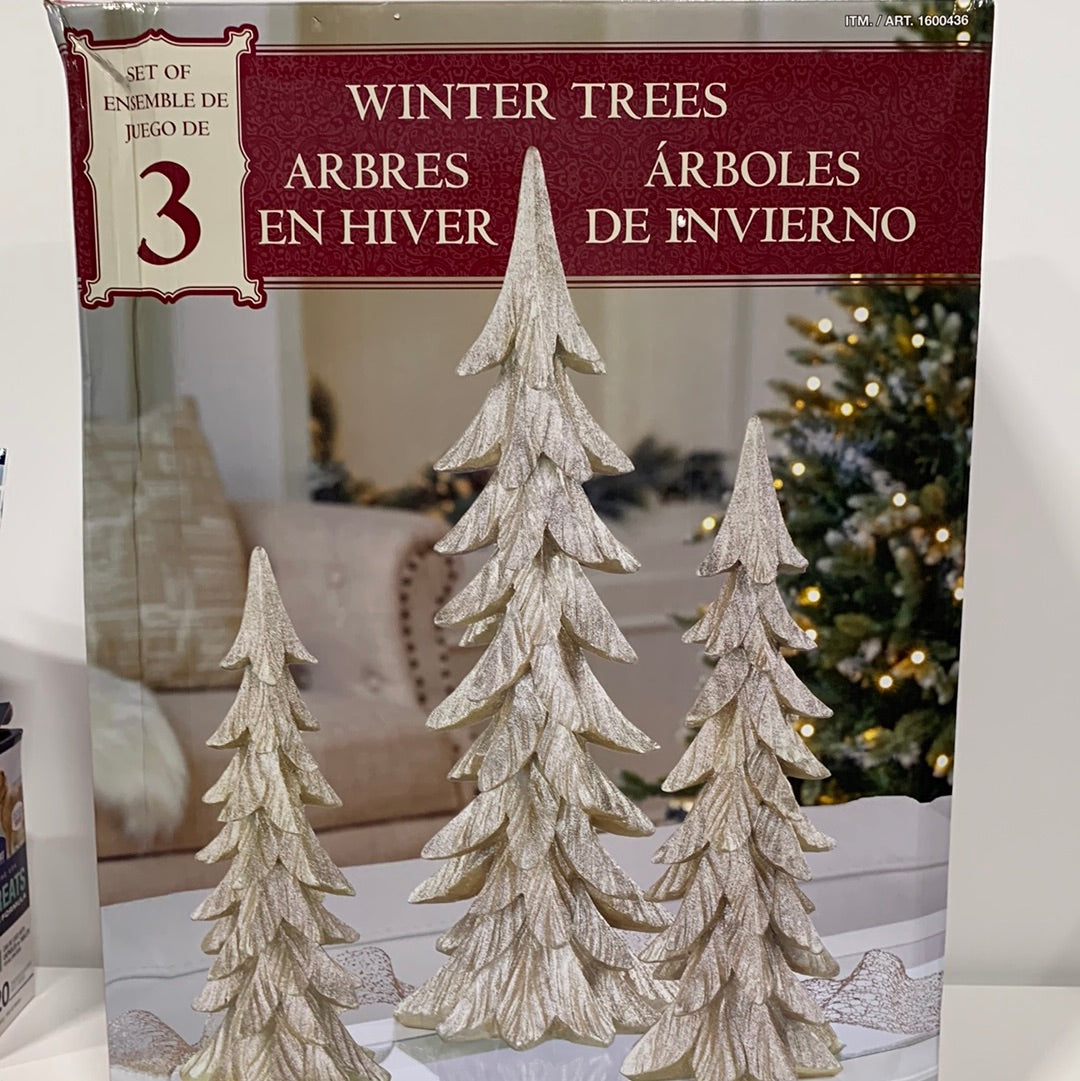 Winter Trees Set of 3 Silver