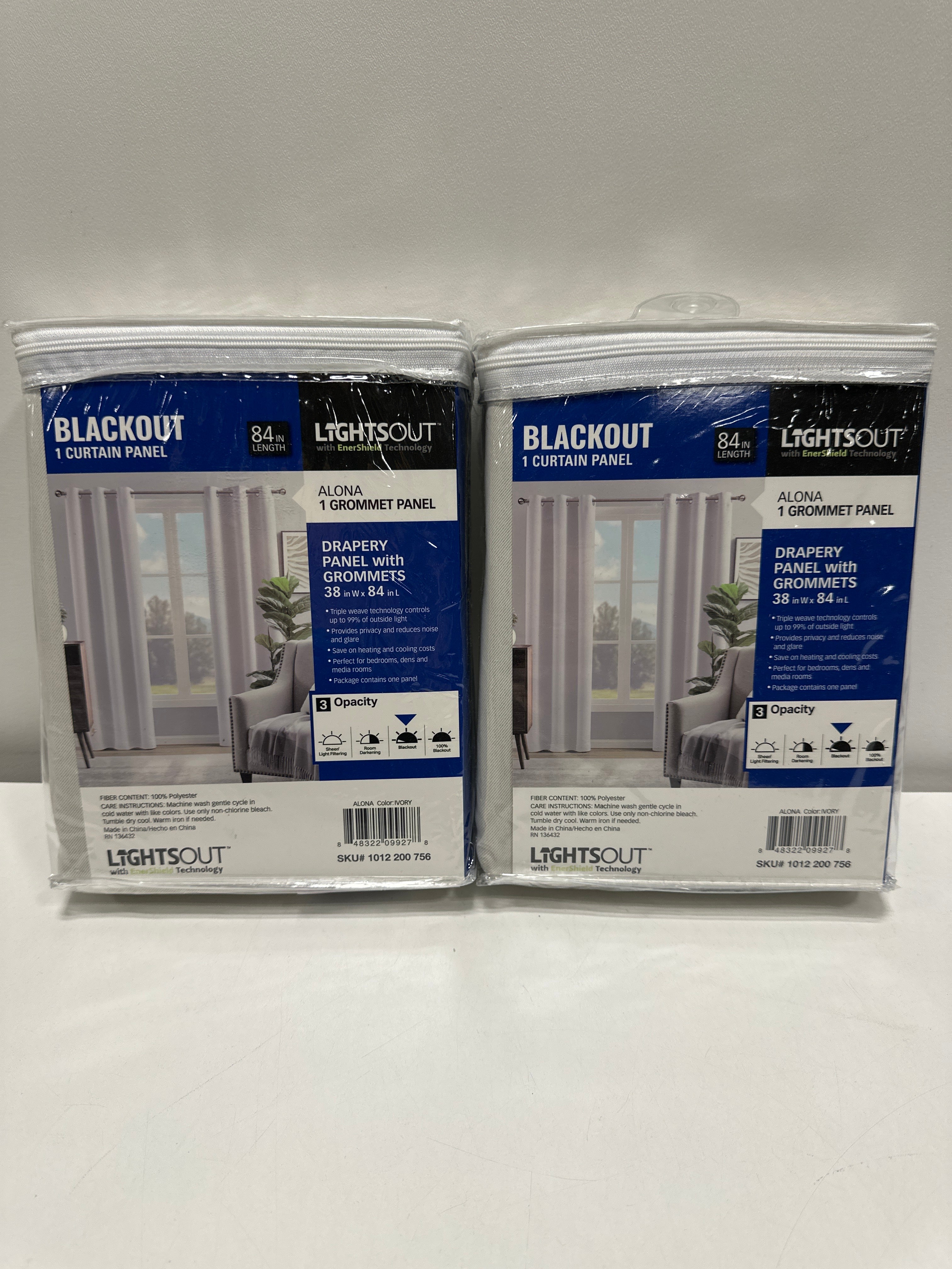 Pair Alona Ivory 38 in. W X 84 in. L Grommet Blackout Curtain
