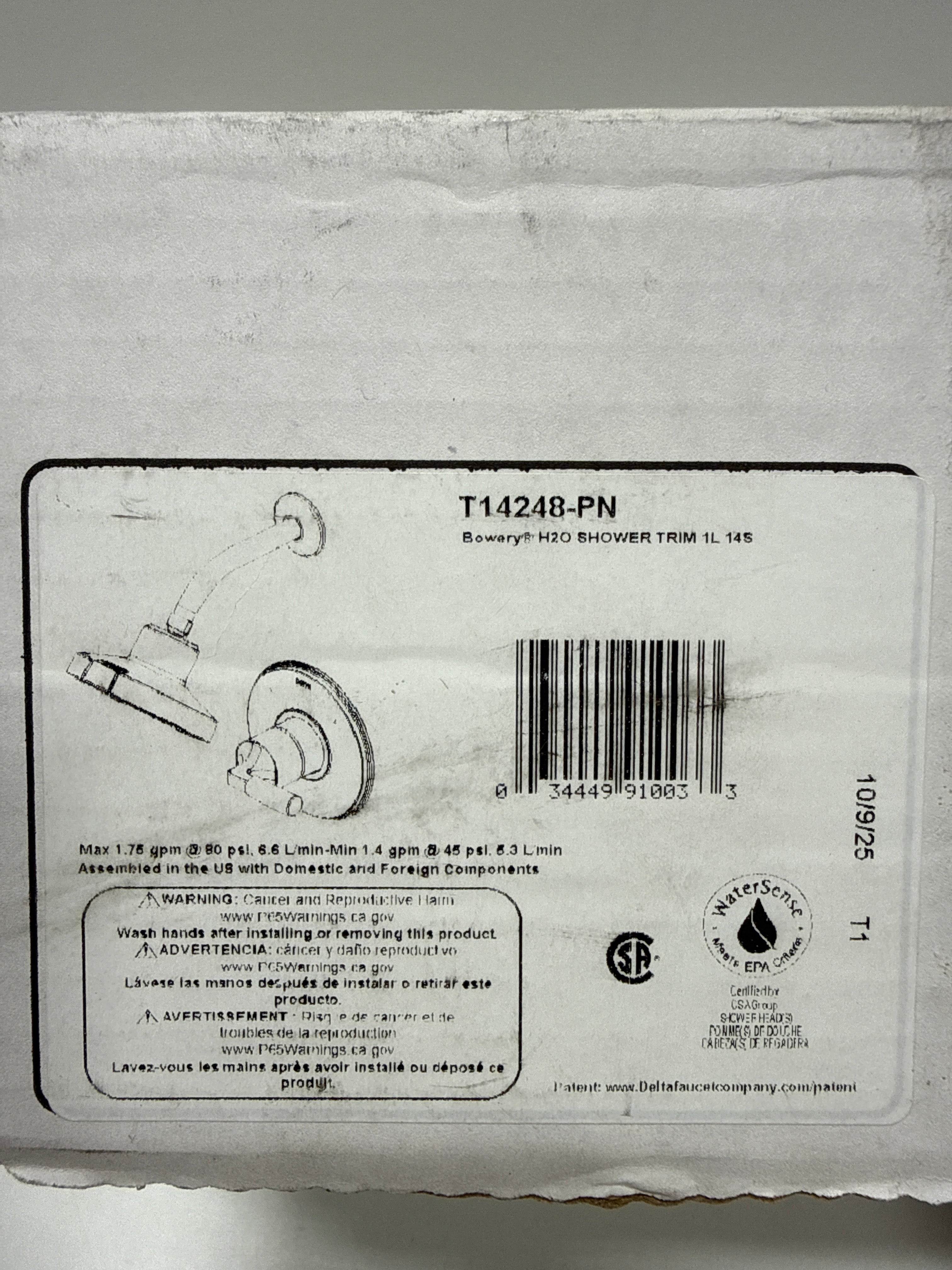 Delta T14248 Bowery Monitor 14 Series Single Function Pressure Balanced Shower Only - Less Rough-in Valve Brilliance Polished Nickel