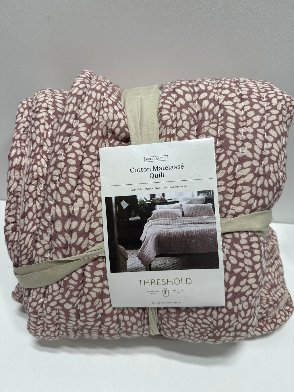 Full/Queen Reversible Matelasse Swirl Quilt Purple - Threshold™: Jacquard OEKO-TEX Certified Lightweight - *Bedding