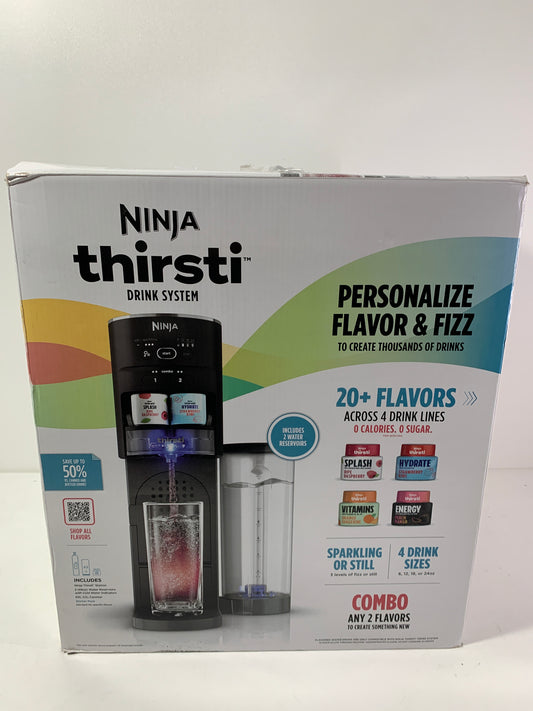 No CO2 - Ninja - Thirsti Sparkling & Still Drink System, Personalize Flavor & Size with Bonus Water Reservoir - Black