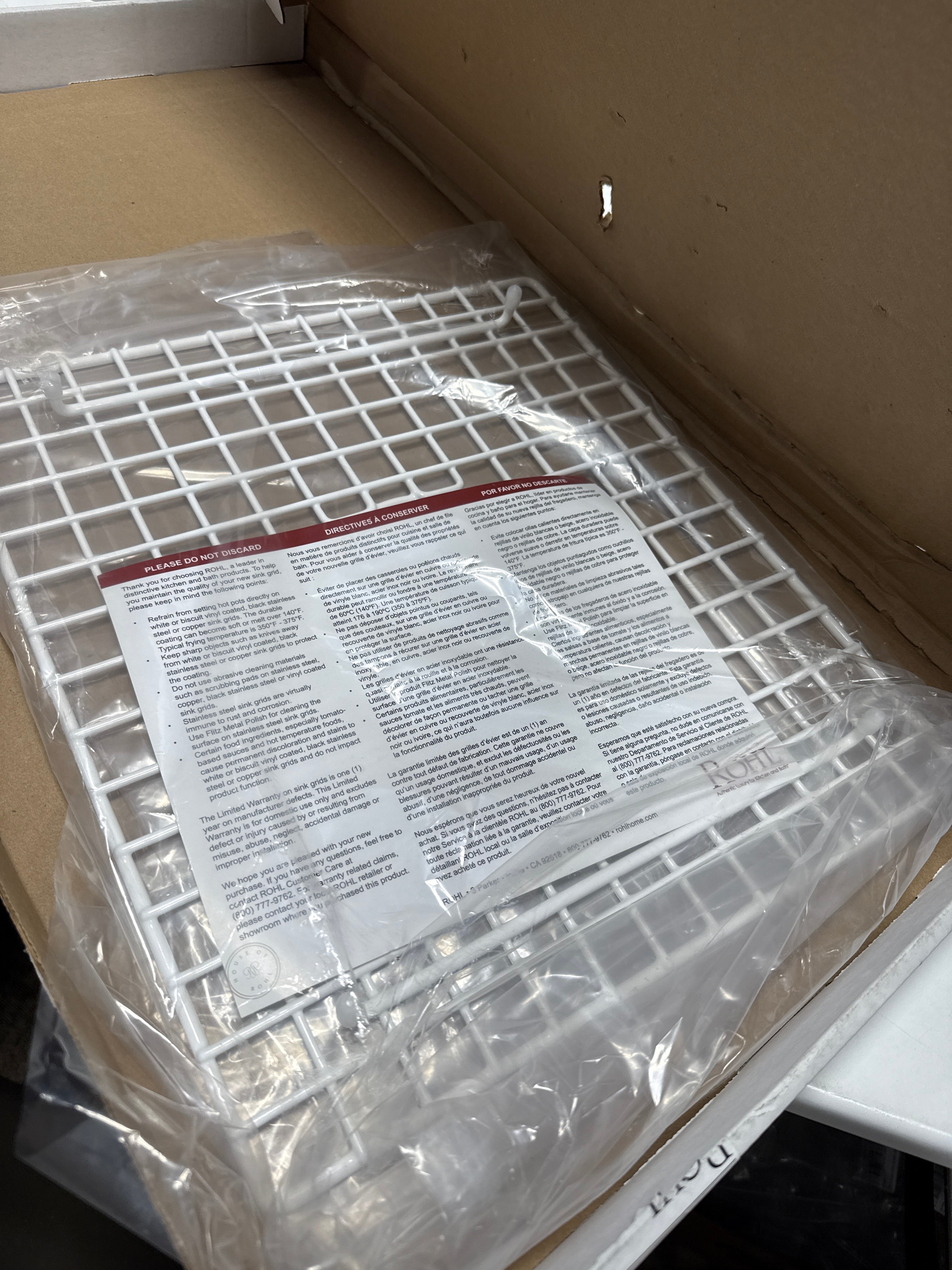 ROHL Wire Sink Grid for MS3918 Kitchen Sink in White