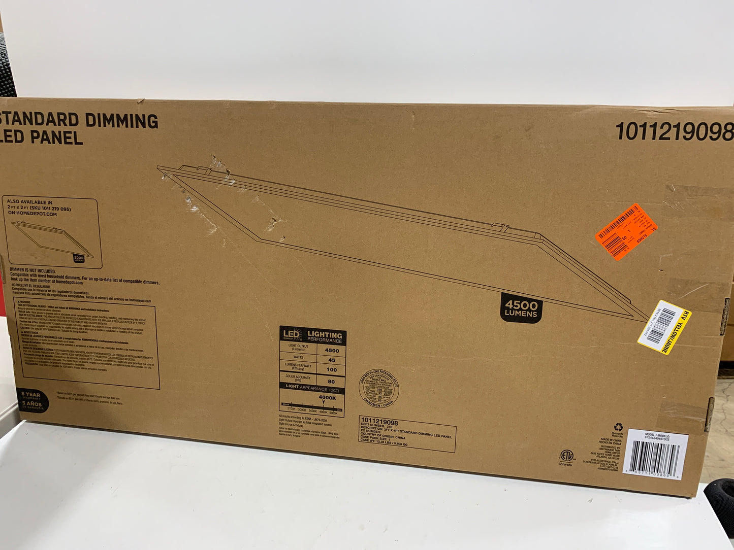 Commercial Electric 1-Pack 2 ft. x 4 ft. LED Flat Panel 40K 4500 Lumens Standard Dimming