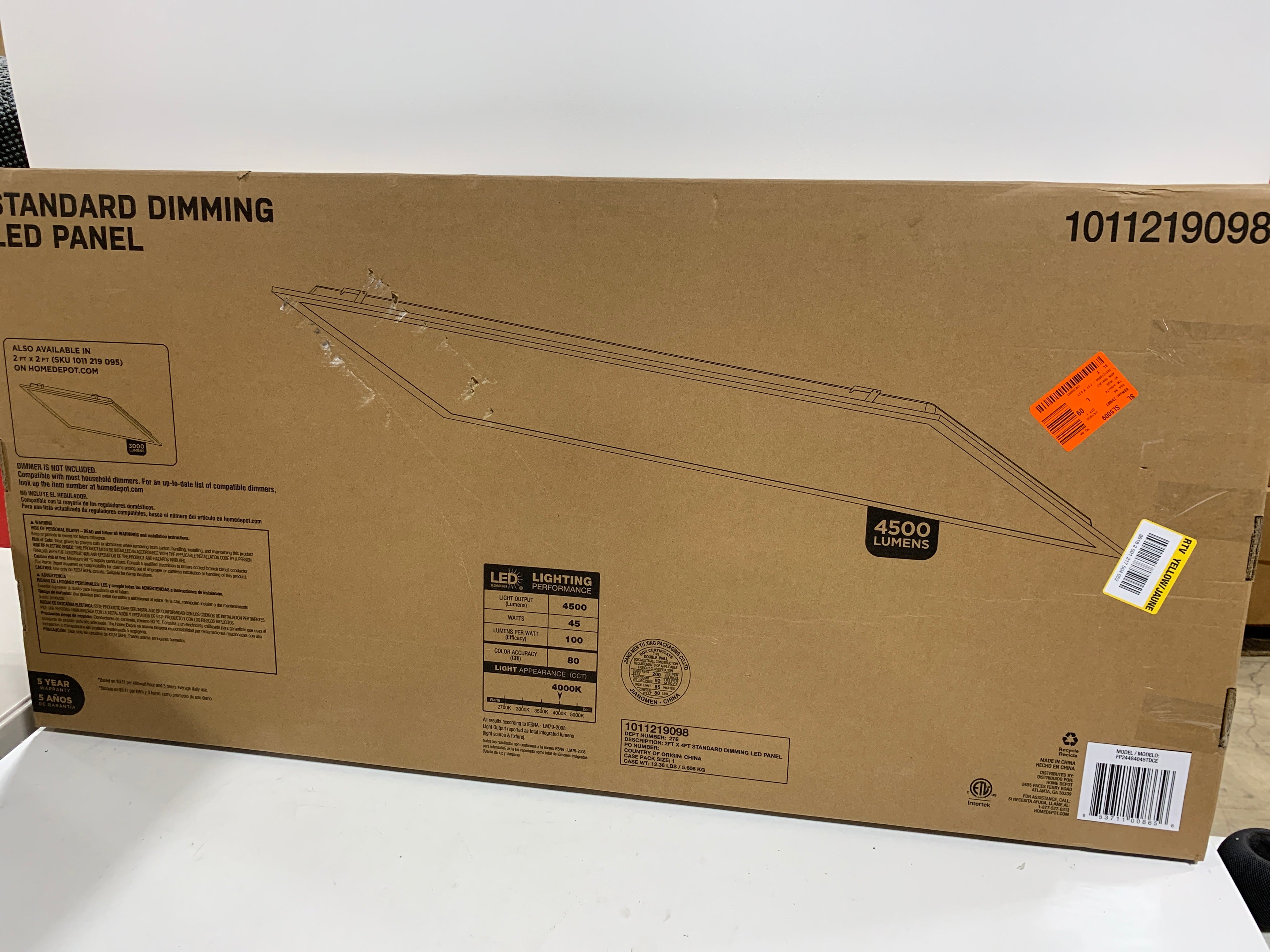 Commercial Electric 1-Pack 2 ft. x 4 ft. LED Flat Panel 40K 4500 Lumens Standard Dimming - *Lighting & Electrical