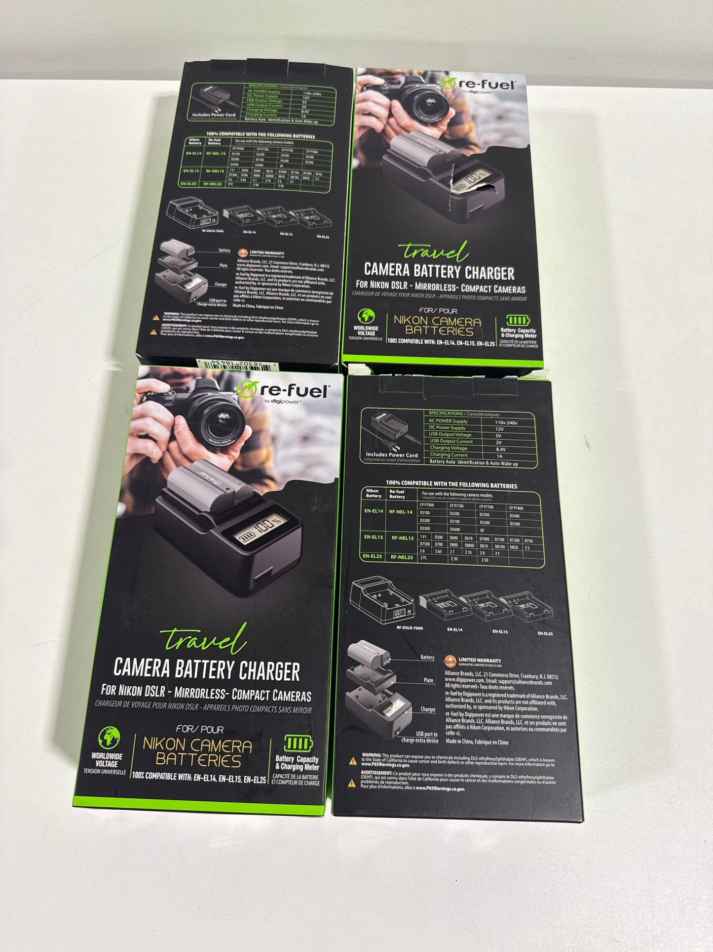 4 Digipower - DSLR/Mirrorless Camera Travel Charger with LCD Battery Level Indicator for Nikon Batteries EL14/15/25 - Black (Copy)