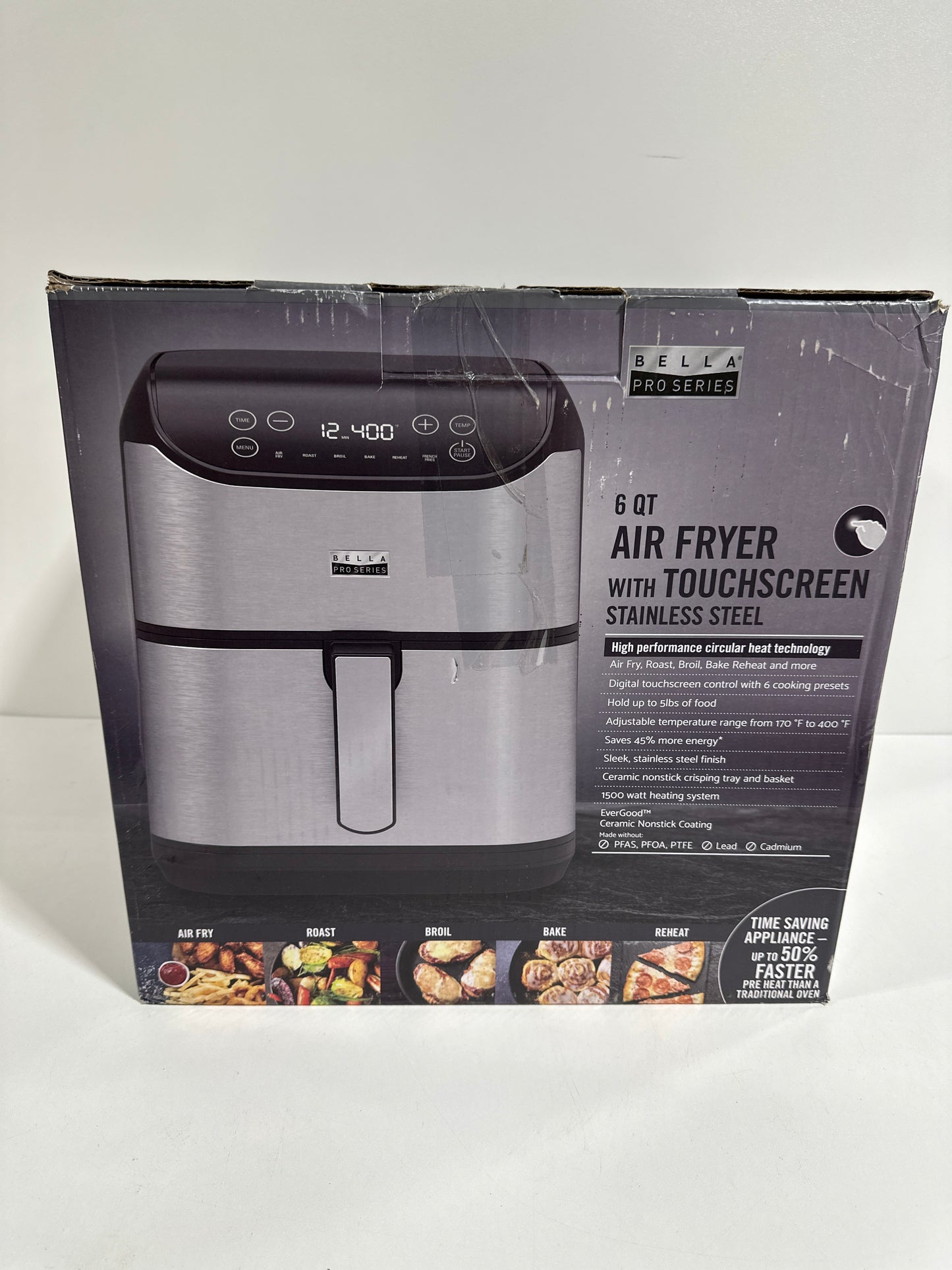 Bella PRO - 6-qt. Touchscreen Air Fryer - Stainless Steel