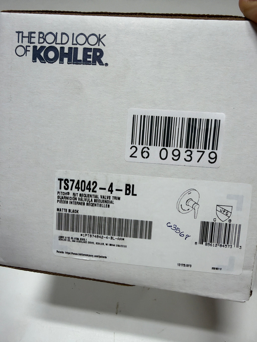 KOHLER K-TS74042-4-BL Pitch Rite-Temp Valve Trim, Shower Trim Faceplate with Lever Handle, Trim Only, Requires Valve, Matte Black