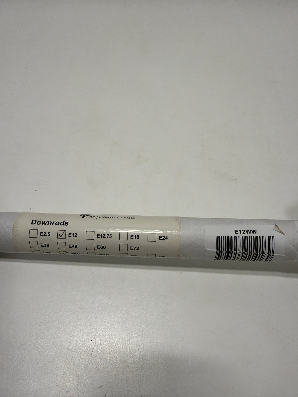 RP Lighting and Fans E12 12" Long 1/2" Diameter Ceiling Fan Downrod for 9' Ceilings White Lighting Accessories and Parts Ceiling Fan Accessories