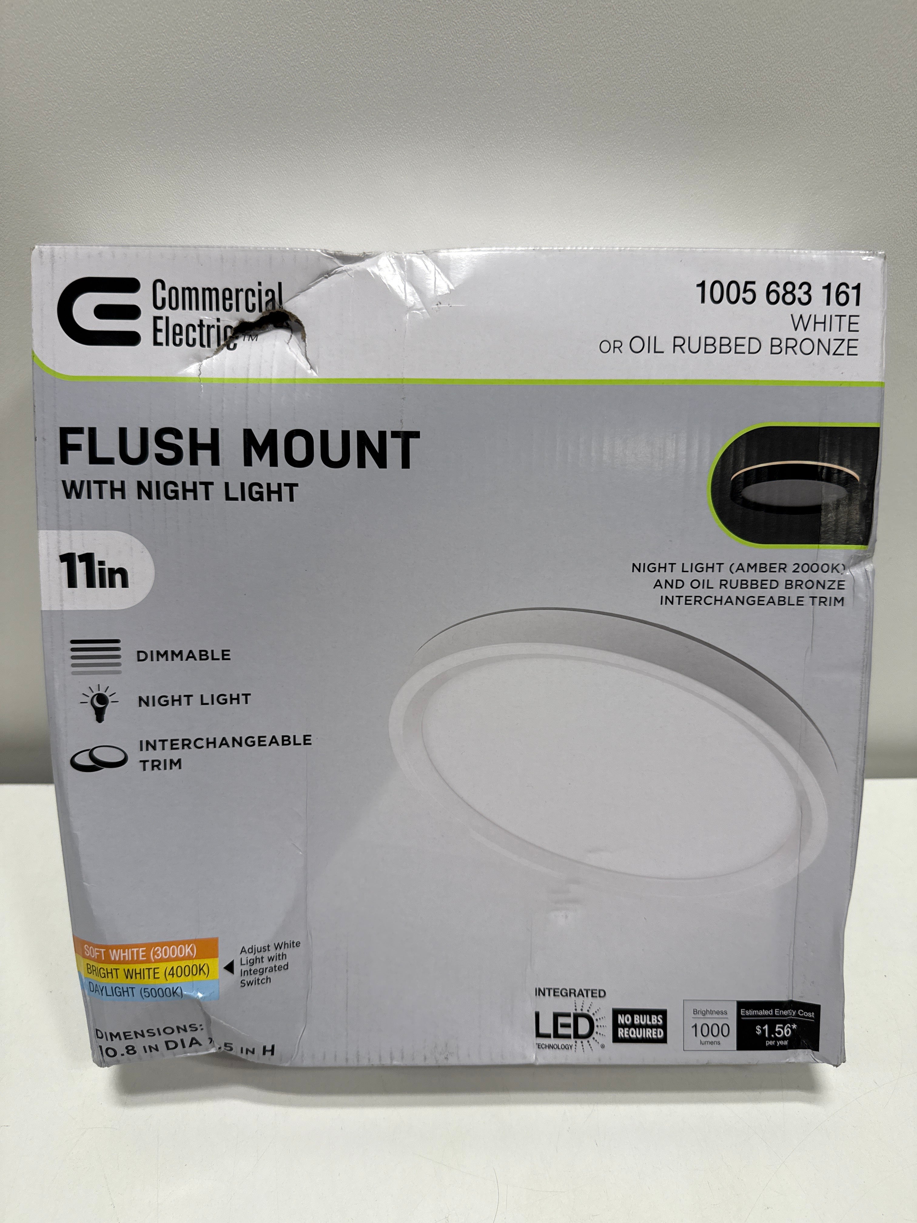 Commercial Electric LED Flush Mount Ceiling Light White/Bronze 1000 Lumens