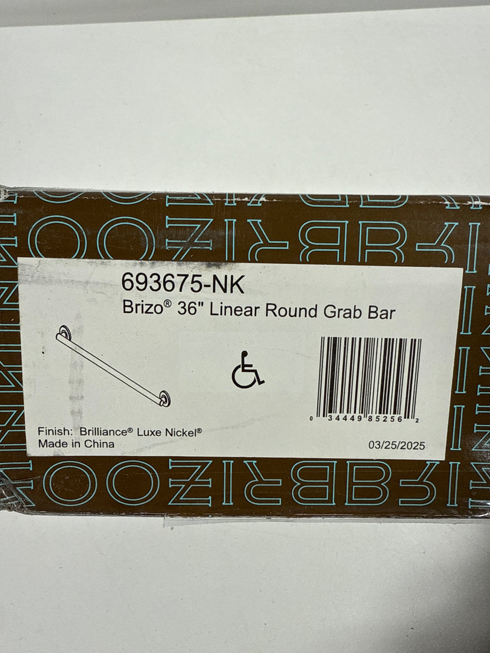 Brizo 693675 36’’ Round Grab Bar Luxe Nickel Bathroom Hardware and Accessories Bathroom Safety Equipment Grab Bars