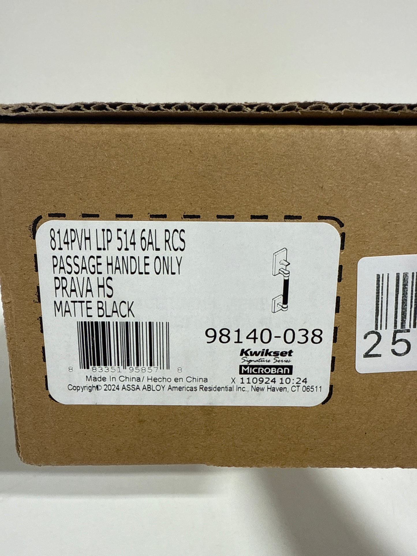 Kwikset 814PVHLIP Prava Sectional Handleset - Exterior Handle Only Matte Black