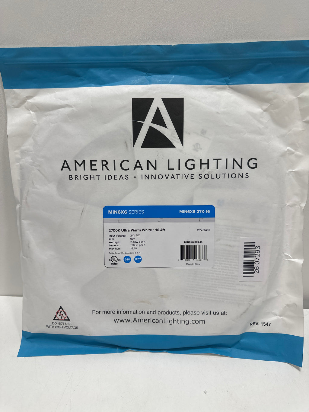American Lighting MIN6X6-27K-16 Trulx Tape Light 16' Long 6mm Wide 2700K LED