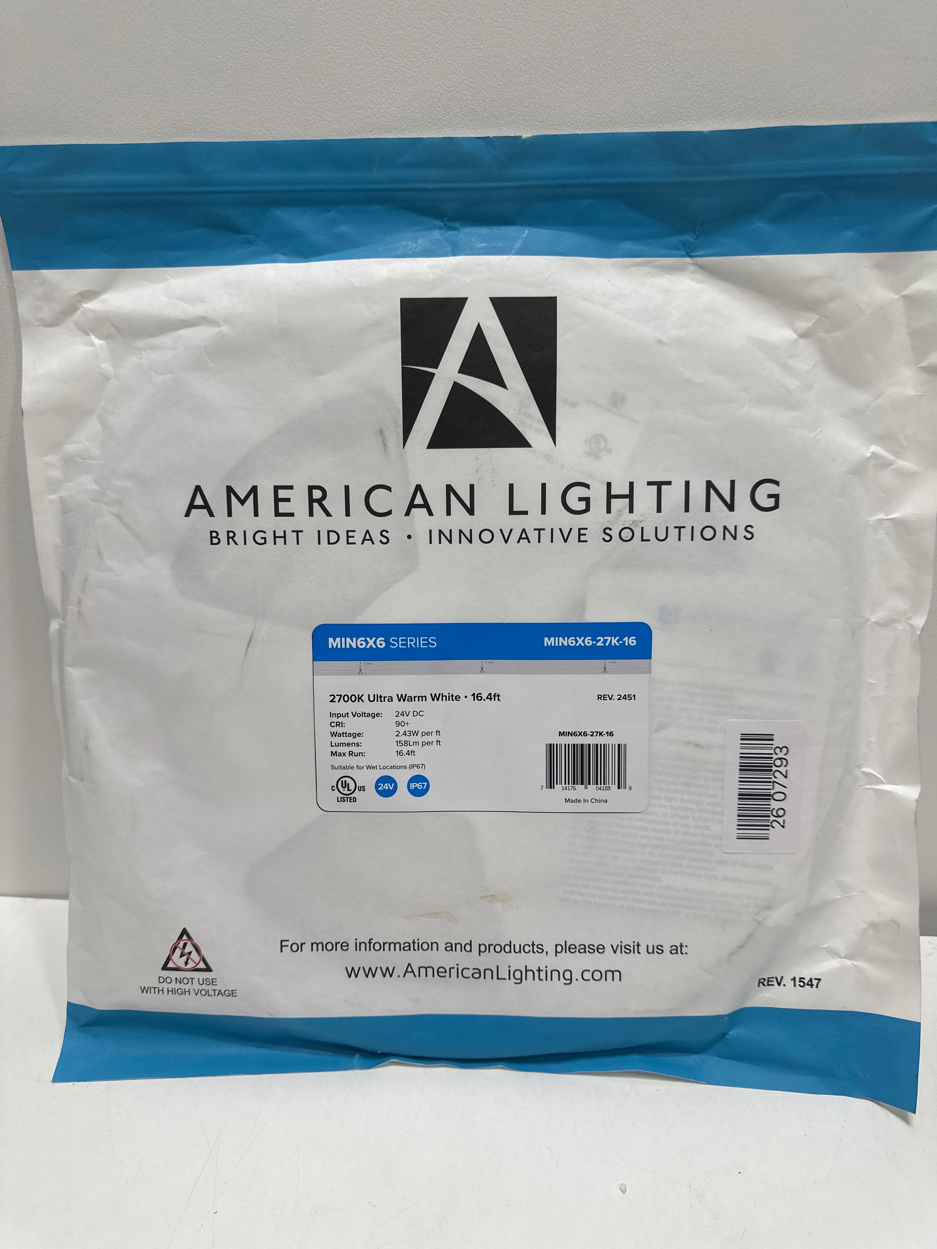 American Lighting MIN6X6-27K-16 Trulx Tape Light 16' Long 6mm Wide 2700K LED