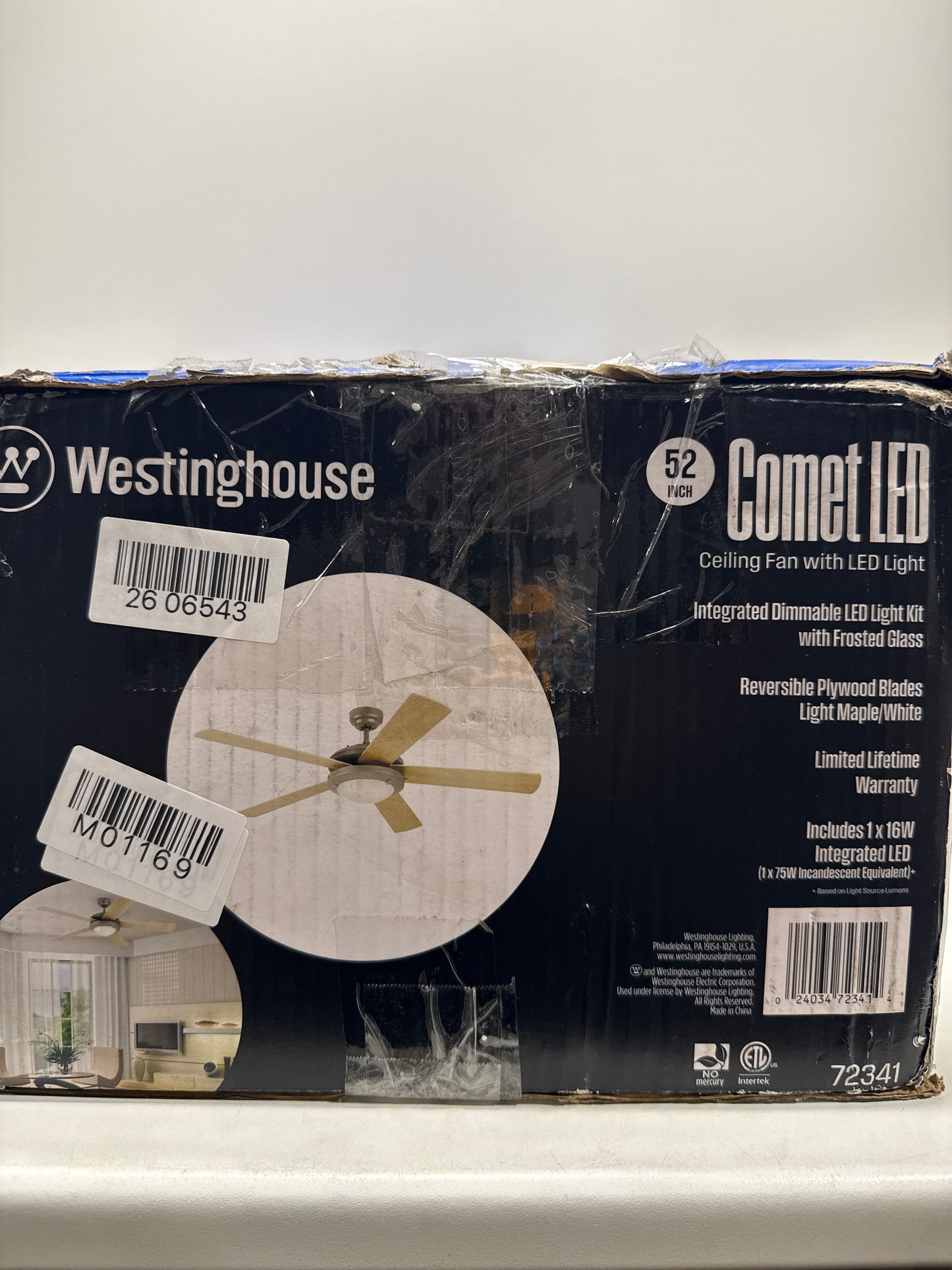 Westinghouse 7234100 52 in. Brushed Pewter Finish Reversible Blades Frosted Glass Light Maple & White
