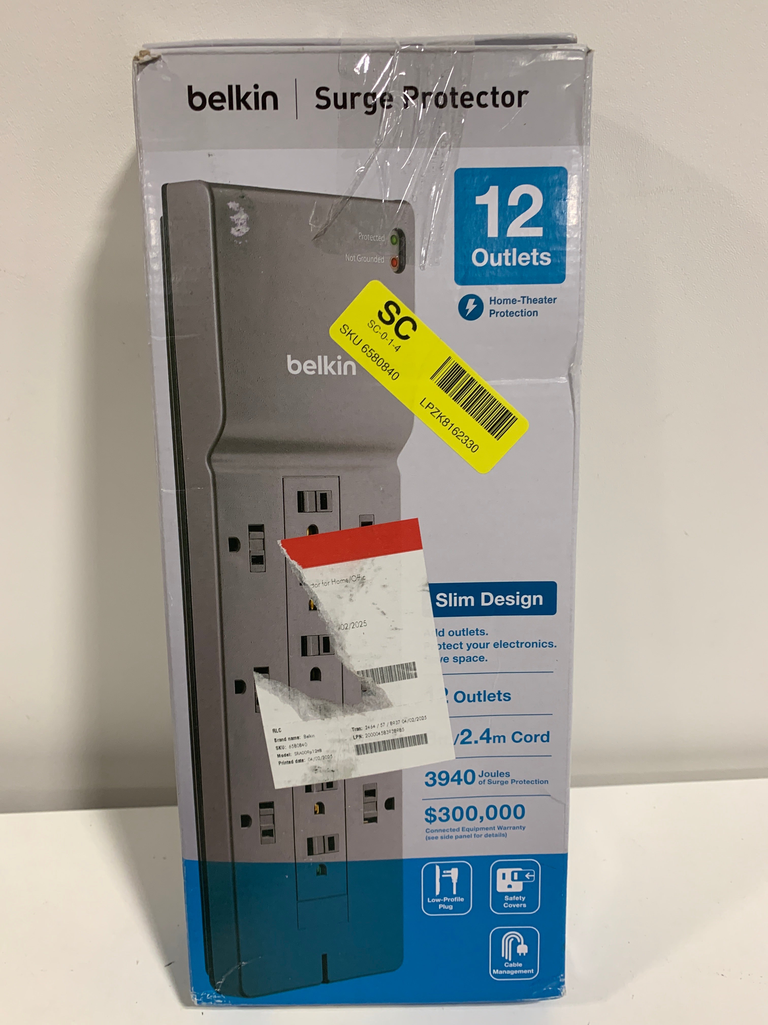 Belkin 12-Outlet Surge Protector W/ 12 AC Outlets & 2.4M Long Flat Plug - *Computers & Office