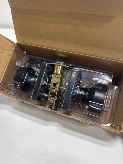 Pismo Square Keyed Entry Knob Featuring SmartKey Security in Matte Black