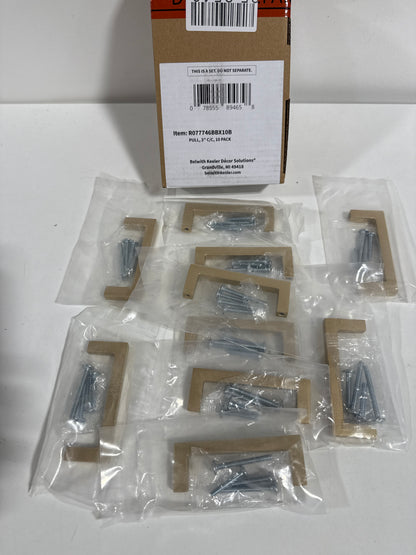 Heritage Designs 3 in. (76 Mm) Center-to-Center Brushed Brass Drawer Pull Bar Pull (10-Pack)