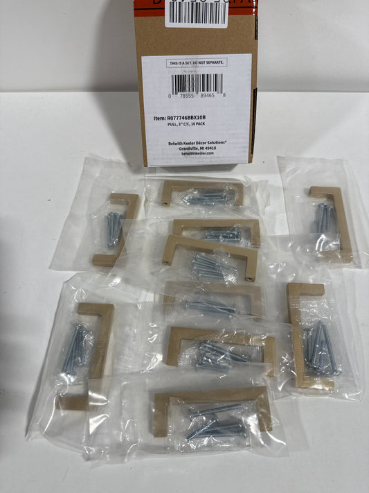 Heritage Designs 3 in. (76 Mm) Center-to-Center Brushed Brass Drawer Pull Bar Pull (10-Pack)