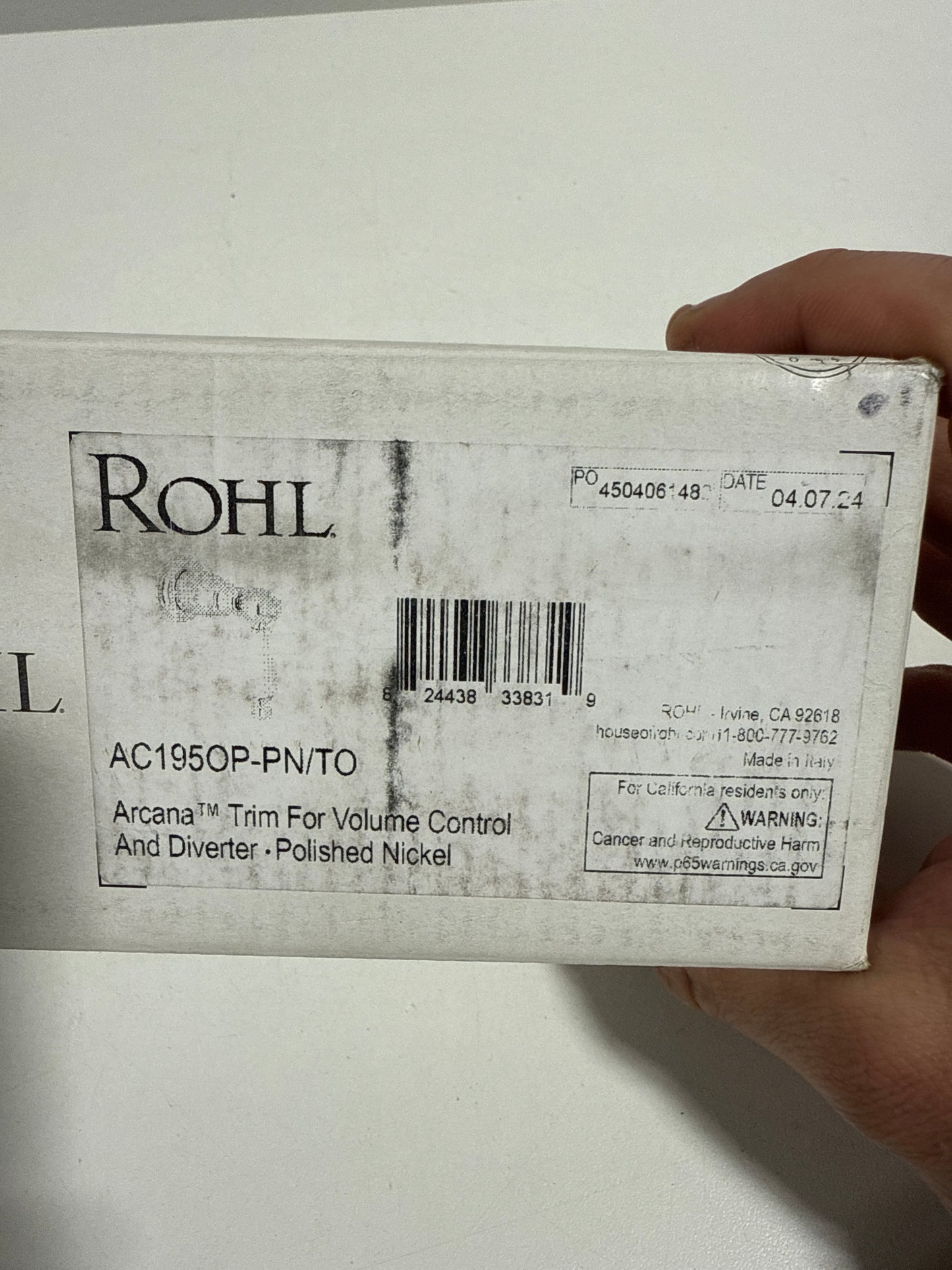 Rohl AC195OP/to Arcana Single Handle 3 Function Diverter / Volume Control Valve Trim - Less Valve Polished Nickel