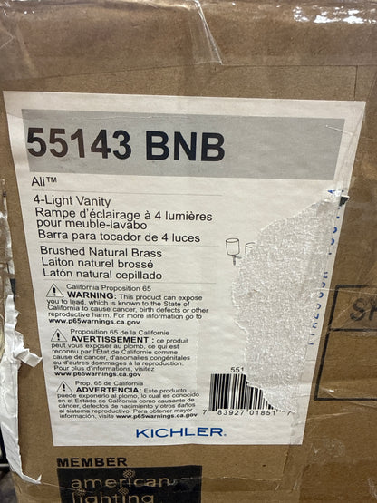 Kichler Ali 4 Light Bathroom Vanity Light in Brushed Natural Brass - *Lighting & Electrical