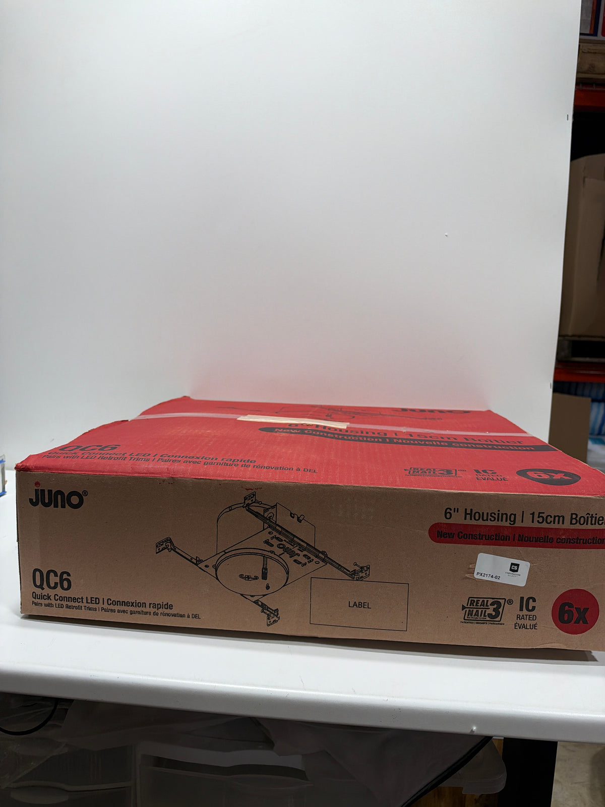 6 x Juno 6" Quick Connect Housing for LED Recessed Lights for New Construction, IC Rated, Air-Loc Sealed LED Recessed Light Housing, Includes Prewired Junction Box for Ceiling Lighting,