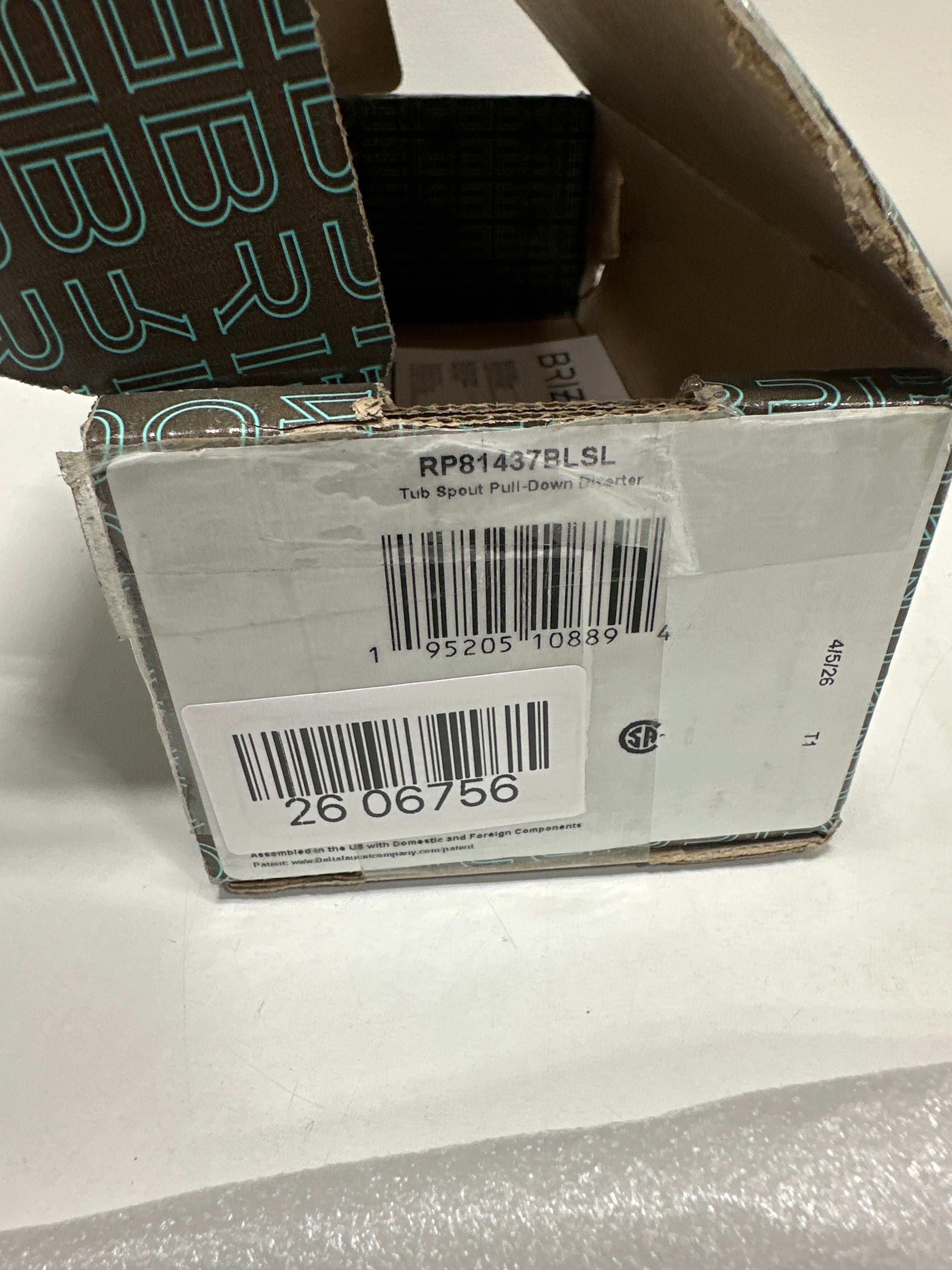 Brizo RP81437 Litze 7-9/16" Integrated Diverter Tub Spout Matte Black / Luxe Steel