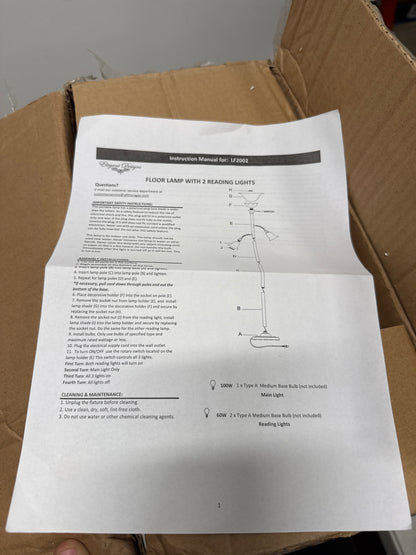 Elegant Designs 3-Light Floor Lamp, 71"H, Champagne Shade/Restoration Bronze Base