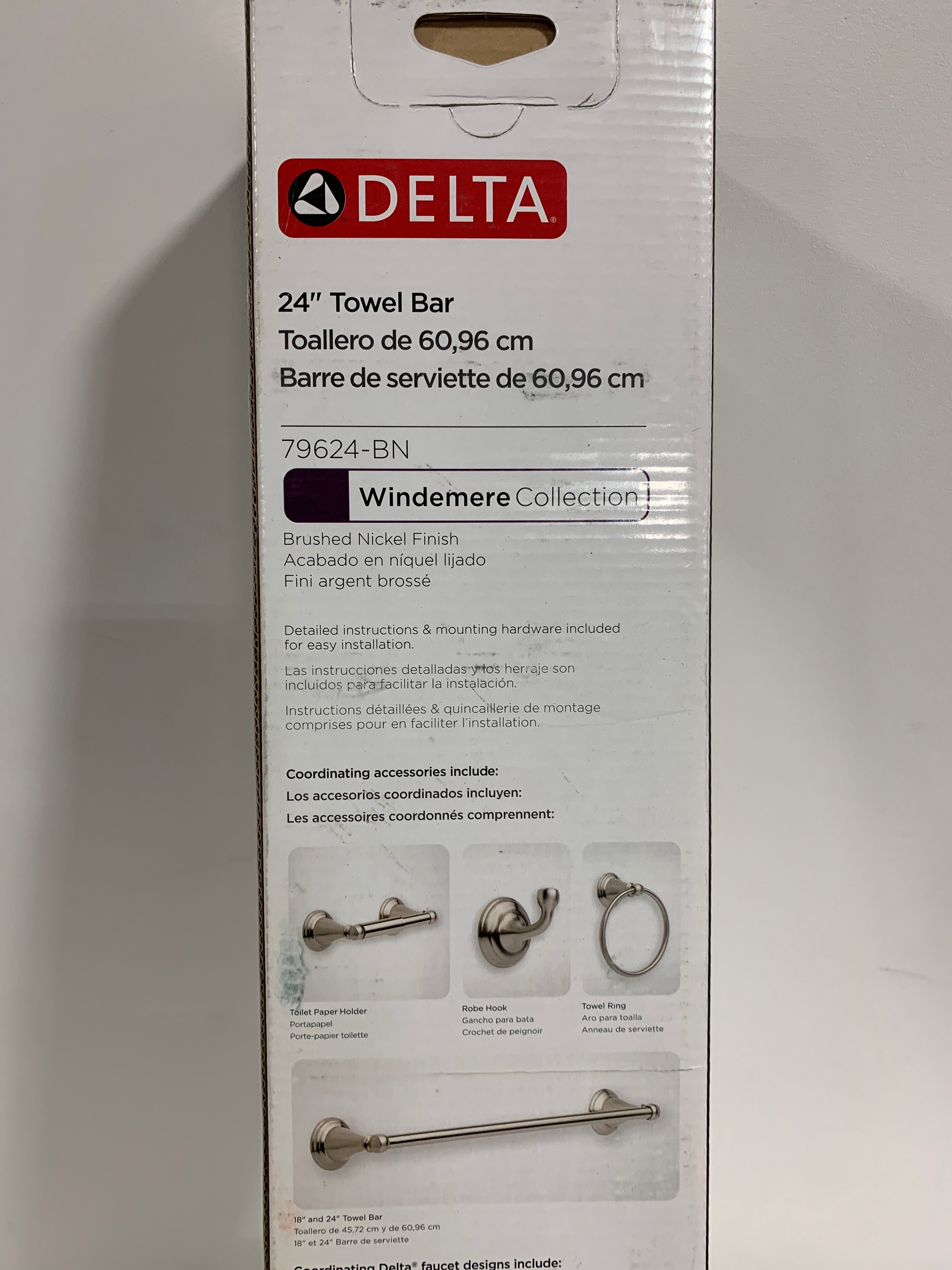 Delta Windemere Brushed Nickel Silver Towel Bar 24 in. L Die Cast Zinc - *Plumbing