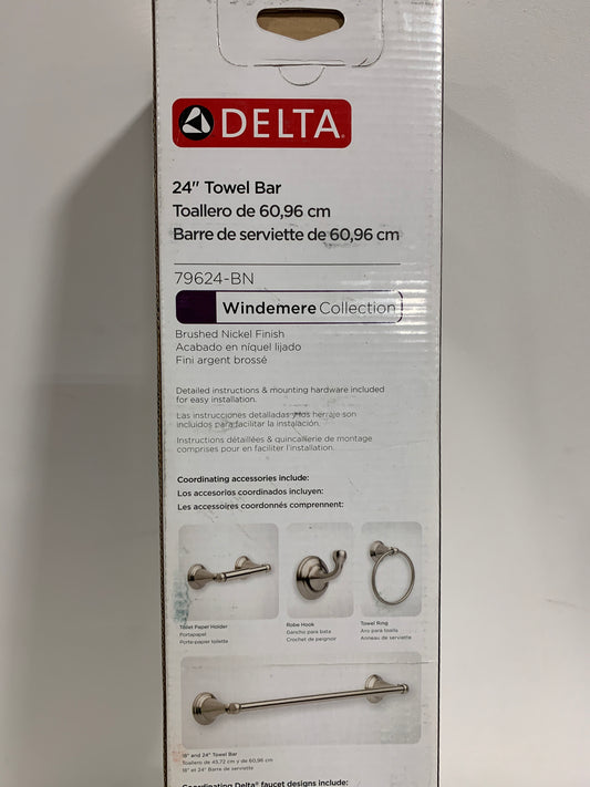 Delta Windemere Brushed Nickel Silver Towel Bar 24 in. L Die Cast Zinc