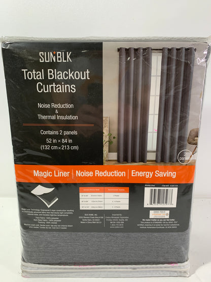 Sunblk Total Blackout Curtains Kinsley Grey 52 x 84