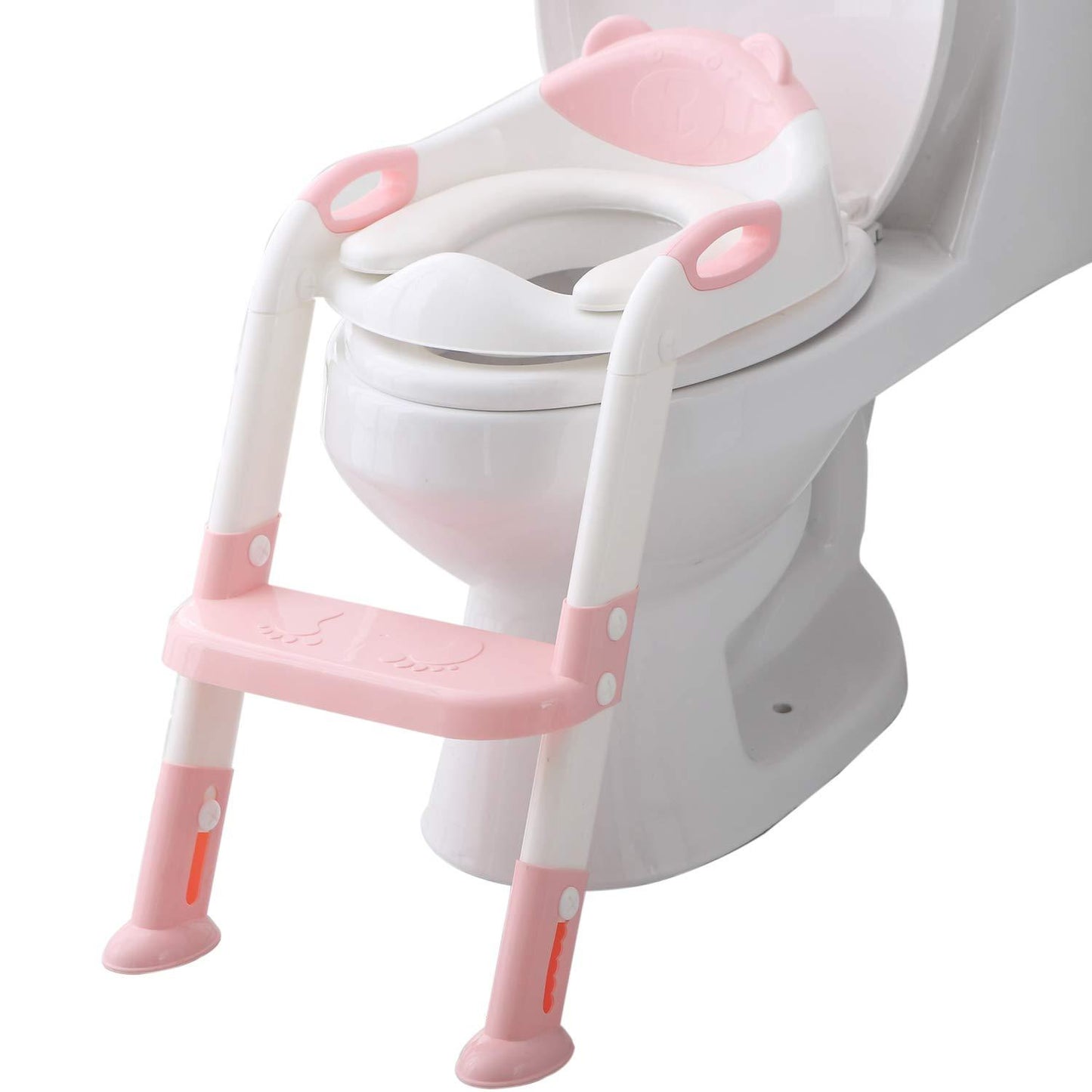 Potty Training Seat Ladder Toddler,Potty Seat Toilet Boys Girls,Adjustable Kids Toilet Training Seat (Pink)