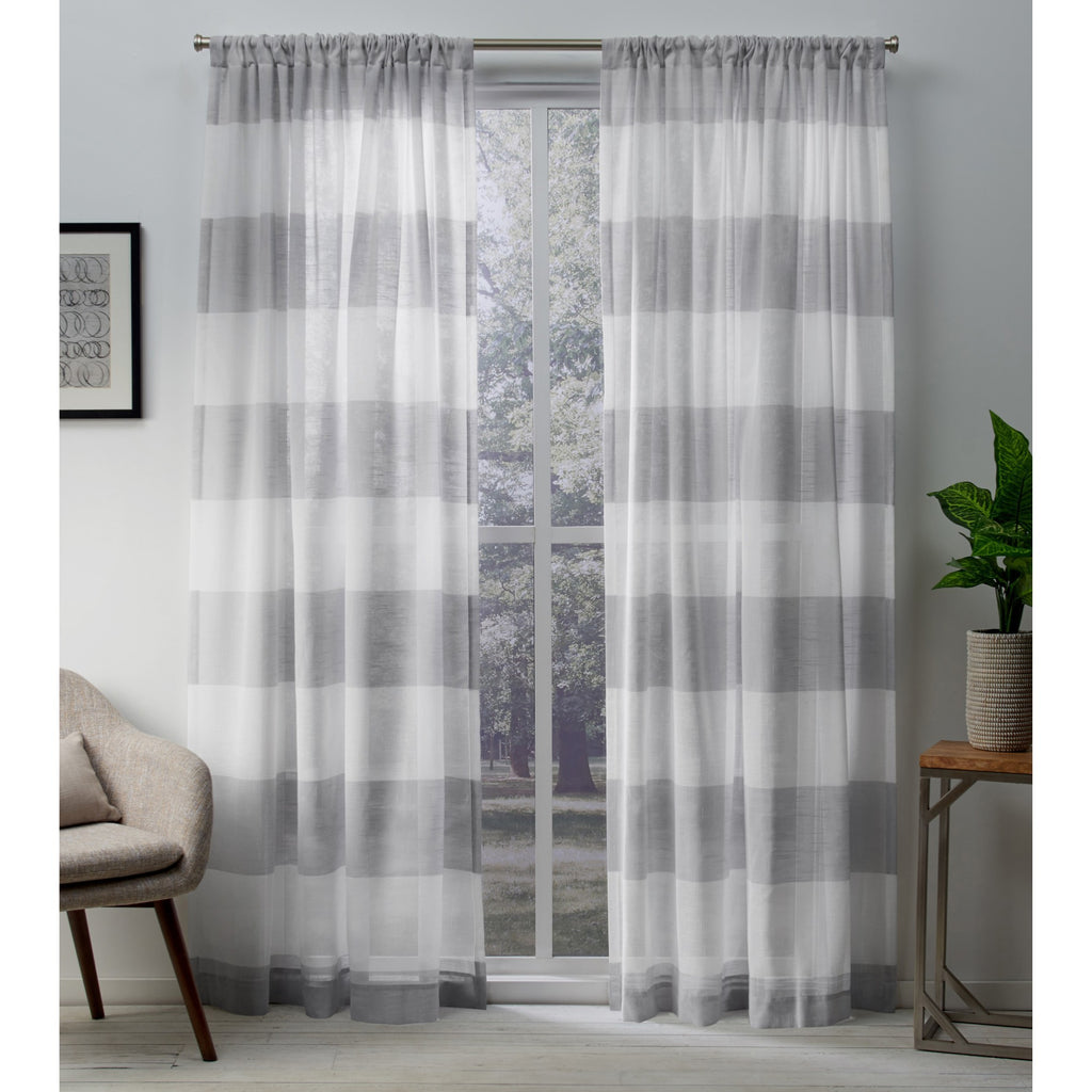 Exclusive Home Darma Sheer Linen Rod Pocket Curtain Panel Pair 50 X96 Dove Grey