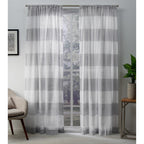Exclusive Home Darma Sheer Linen Rod Pocket Curtain Panel Pair 50 X96 Dove Grey