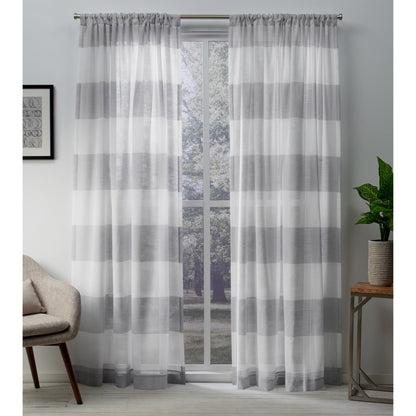 Exclusive Home Darma Sheer Linen Rod Pocket Curtain Panel Pair 50 X96 Dove Grey