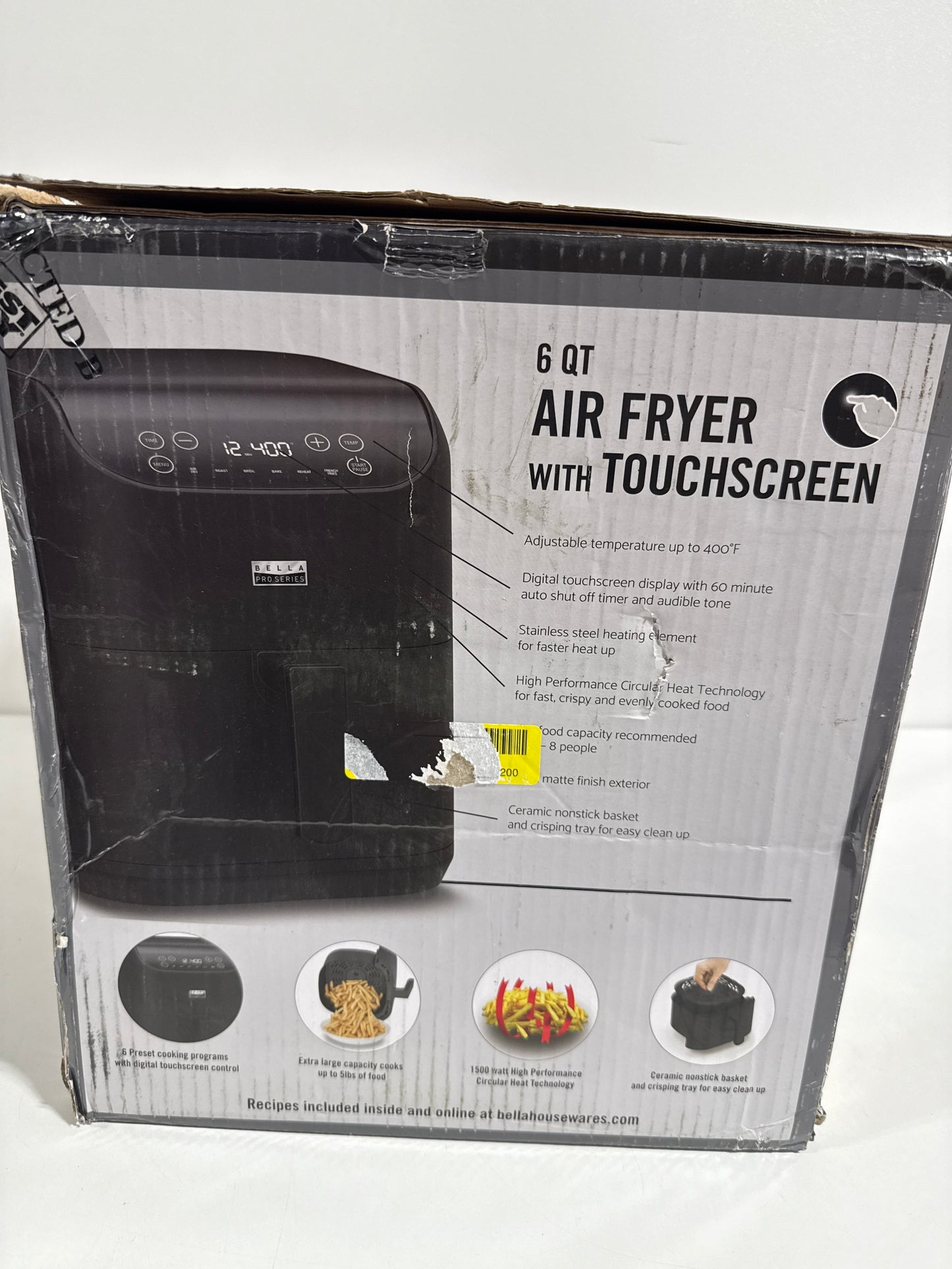 Bella PRO - 6-qt. Touchscreen Air Fryer - Matte Black