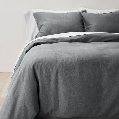 King Heavyweight Linen Blend Duvet Cover & Sham Set Dark Gray - Casaluna™: Zipper Closure, OEKO-TEX Certified