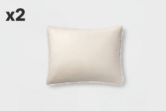 2 x Standard Heavyweight Linen Blend Comforter Sham Natural - Casaluna™: Zipper Closure, OEKO-TEX Certified, No Fill