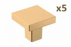 5 x Monument 1-3/16 in. (30mm) Modern Champagne Bronze Square Cabinet Knob