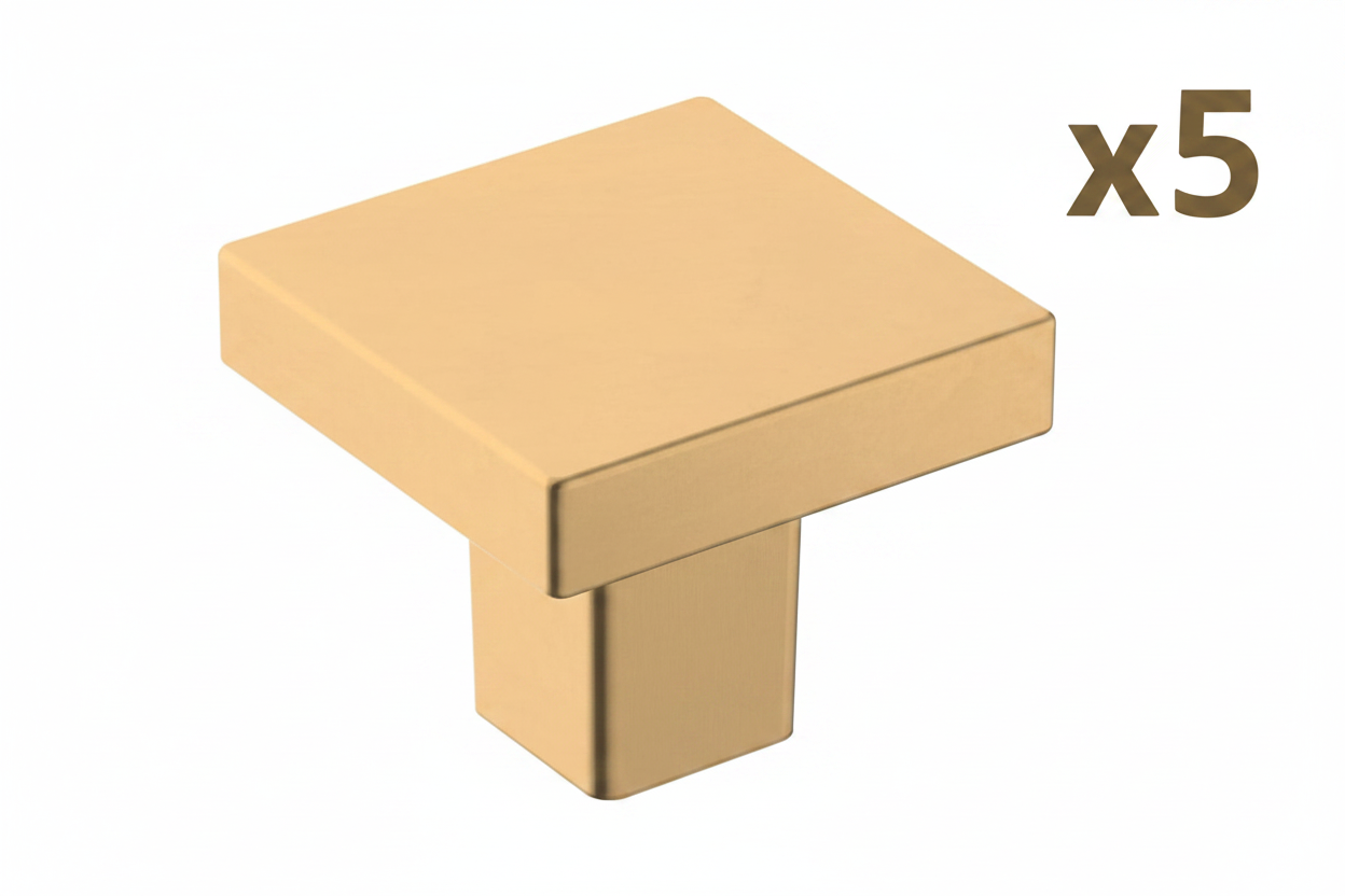 5 x Monument 1-3/16 in. (30mm) Modern Champagne Bronze Square Cabinet Knob