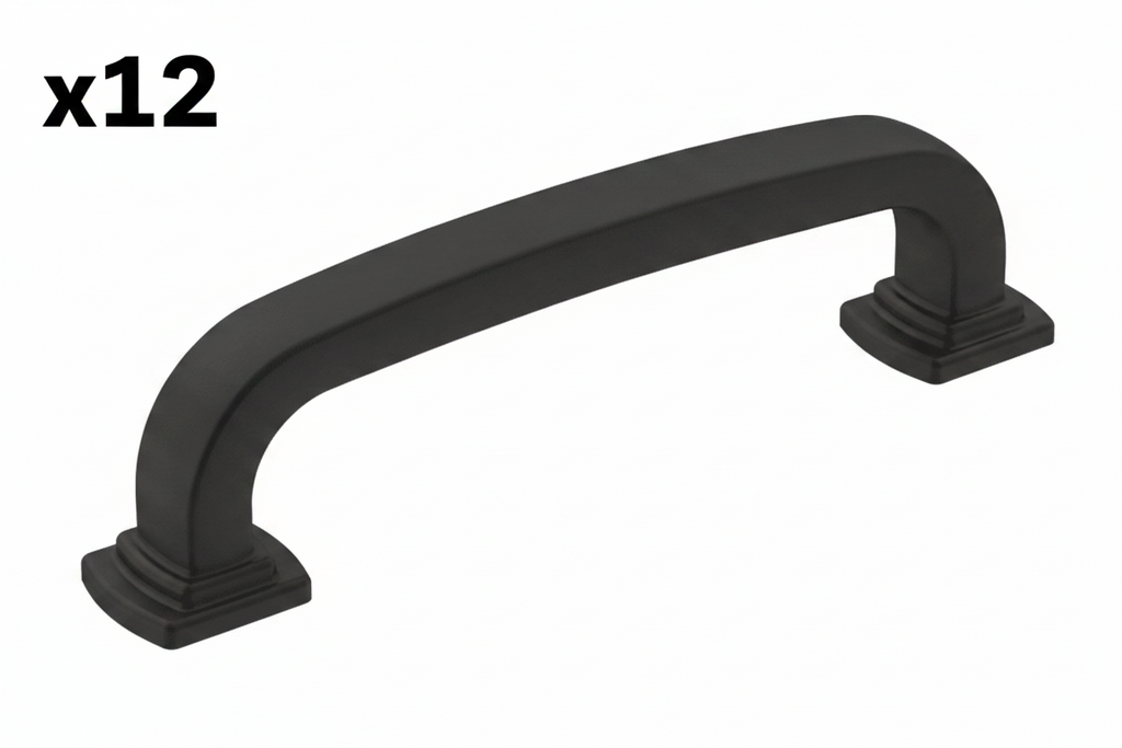 12 x Surpass 3-3/4 in. (96mm) Classic Matte Black Arch Cabinet Pull