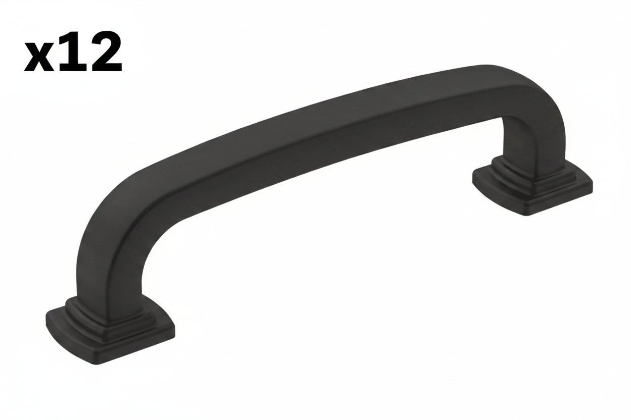 12 x Surpass 3-3/4 in. (96mm) Classic Matte Black Arch Cabinet Pull