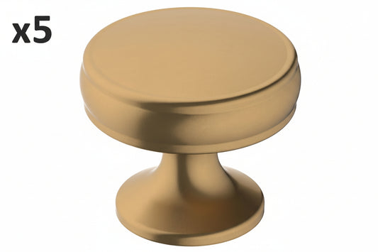 5 x Renown 1-1/4 in. (32mm) Traditional Champagne Bronze Round Cabinet Knob