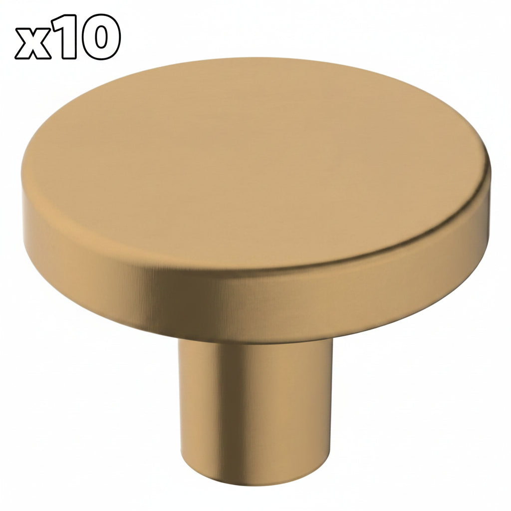 10 x Versa 1-3/8 in. (35mm) Modern Champagne Bronze Round Cabinet Knob