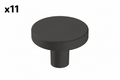 11 x Versa 1-3/8 in. (35mm) Modern Matte Black Round Cabinet Knob