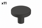 11 x Versa 1-3/8 in. (35mm) Modern Matte Black Round Cabinet Knob
