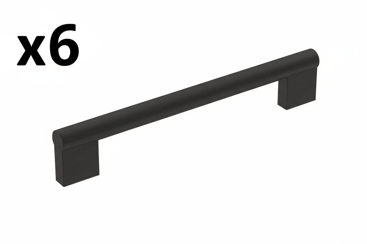 6 x Versa 6-5/16 in. (160mm) Modern Matte Black Bar Cabinet Pull