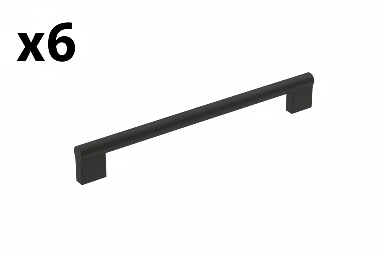 6 x Amerock Versa 8-13/16 Inch (224mm) Center-to-Center Matte Black Cabinet Pull6 x